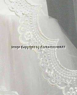 IVORY WEDDING BRIDAL VEIL FINGERTIP EMBROIDERED LACE 11  
