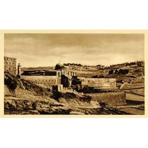  1925 Jerusalem Old City Walls Temple Mount Photogravure 