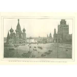  1902 Print Red Square of Moscow Cathedral of St Basil Holy 