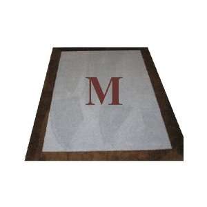 Initial Monogrammed Shag Rug Blue and Brown 