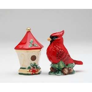 Cardinal and Bird House Salt and Pepper Shaker Set 