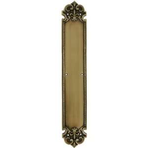  French Baroque Push Plate In Antique Brass.