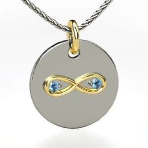 Infinite Love Pendant, 18K White Gold Necklace with Blue Topaz
