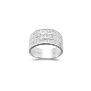  0.45 Cts Diamond accented Three Row Band in 18K White Gold 