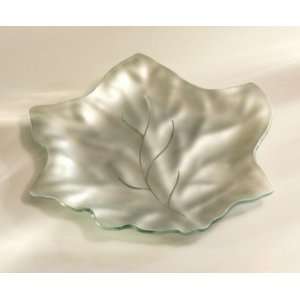  Satin Leaves Maple Leaf   Silver Handmade glass 10 3/4 x 9 