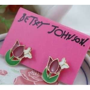 BETSEY JOHNSON. butterfly tulip tulips flower EARRINGS