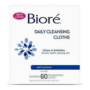  Biore Daily Cleansing Cloths, 60 ea Beauty