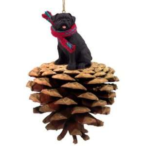  Pug Black Dog Pinecone Ornament