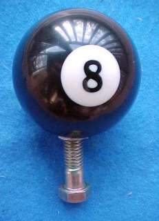 real] black 8 BALL POOL BALL GEAR SHIFT KNOB metal insert~hot/rat/rod 