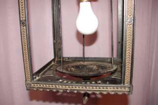 RARE Gothic Wrought Iron Hanging Lantern Light PAT 1879  