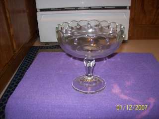 VINTAGE INDIANA GLASS CLEAR COMPOTE TEARDROP CANDY DISH  