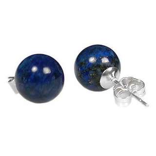 12mm Lapis Lazuli Ball Stud Earrings Sterling Silver  