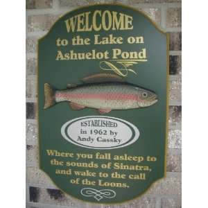 Personalized Custom Wood U.S. Made Trout Sign. Cottage,Cabin, Lake 