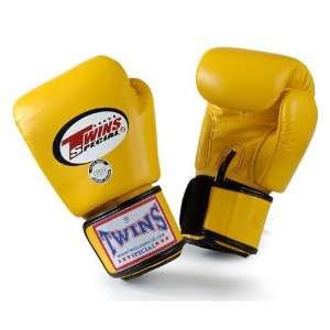  Twins Muay Thai Boxing Gloves with Velcro Wrist   Yellow 