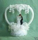 Heart w/Hanging Lilies Bride & Groom Wedding Cake Top