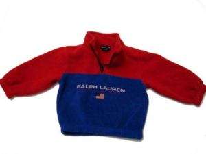 Polo Ralph Lauren Boy Red Blue Fleece Top 2T 24  
