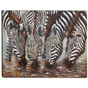  Zebra Oil Painting on Wood 32W x 24H