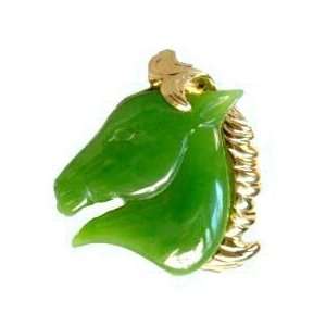  Polar Jade Horse Brooch (B0165) Jewelry