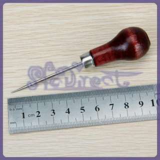 Inch Wooden Handle Steel Needle Sewing Awl Craft Tool  
