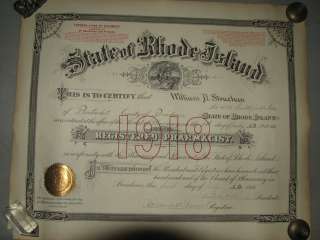 1918 Rhode Island Pharmacy License  
