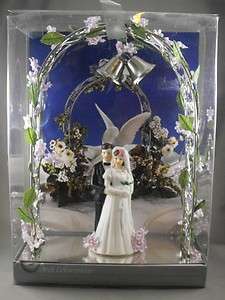   Centerpiece & Bride & Groom Wedding Cake Topper Purple Flowers  