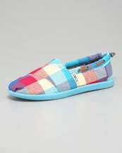 TOMS Turquoise Glitter Shoe, Youth   