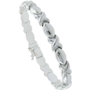 sterling Silver stampato Chain 7 in. XOXO Link Hugs & Kisses Bracelet 