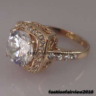Noble Rose Gold GP Swarovski Crystals Cocktail Engagement Wedding Ring 
