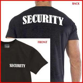 SECURITY T SHIRT event bouncer event staff Black DOUBLE SIDED  