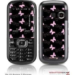  LG Rumor 2 Skin   Pastel Butterflies Pink on Black by 