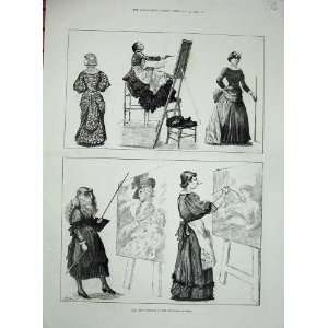  Lady Art Students National Gallery Paintings Print 1885 