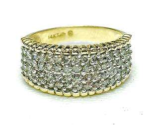   14k yellow gold Pave Set 1 Carat Diamond wedding style band ring WIDE