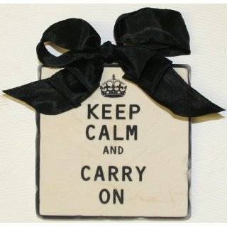 Keep Calm and Carry on Sage Green Ribbon Tile 