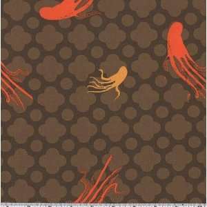  45 Wide Mendocino Giant Octopi Dark Brown Fabric By The 