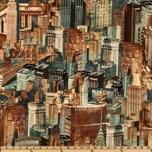   New York Skyline Copper Fabric By The Yard Arts, Crafts & Sewing