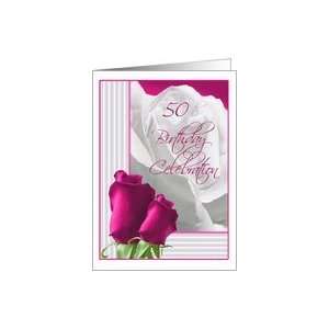  Roses 50th Birthday Party Invitations Paper Greeting Cards 