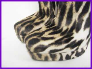 Auth Gucci Animal Print Calf Hair Platform Boots 36.5/6  