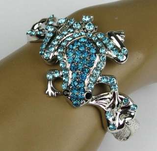 New Blue Crystal Prince Toad Frog Wrist Bracelet Bangle  