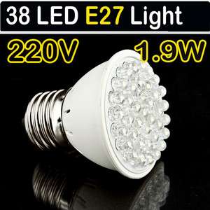 38 LED E27 White LED Energy Saving Light Bulb 1.9W 220v  