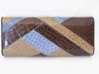 New Kara Ross Patchwork Crocodile Jewel Flap Clutch or Shoulder Bag 