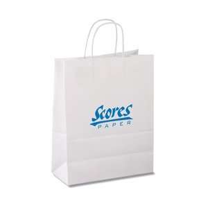  Kraft Paper White Shopping Bag 13 x 10   250 with your logo 