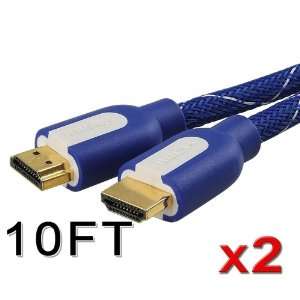  2 Pk 10FT High Speed HDMI Cable with Ethernet 2160P 1.4 