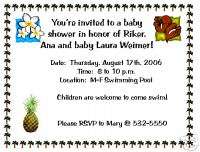 12 Hawaiian Luau Baby Shower / Birthday Invitations  