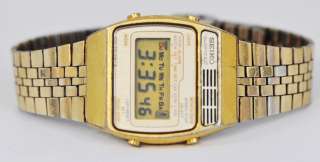 Vintage Mens Seiko Quartz LC Digital Alarm Chronograph Runs Great Gold 