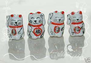 Lucky handcrafted porcelain beads ★10pcs cat★  