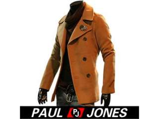 Men Stylish Slim Fit Jacket Smart duoble pea Coat casual formal 