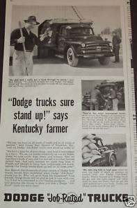 1952 DODGE JOB RATED TRUCKS KENTUCKY FARMER SAYS AD  