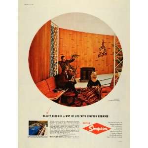 1959 Ad Simpson Redwood Home Decor Benjamin Bufano Brotherhood Art 