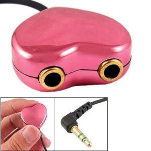 Gino 3.5mm M to F Dual Socket Pink Heart Case Audio Adapter Converter