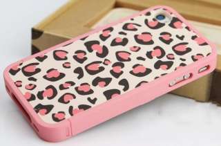 Pink Leopard Silicone Case Cover Skin for iPhone 4S 4G  